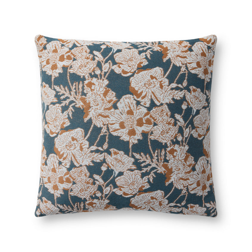 18" x 18" Blue/Orange Down Pillow