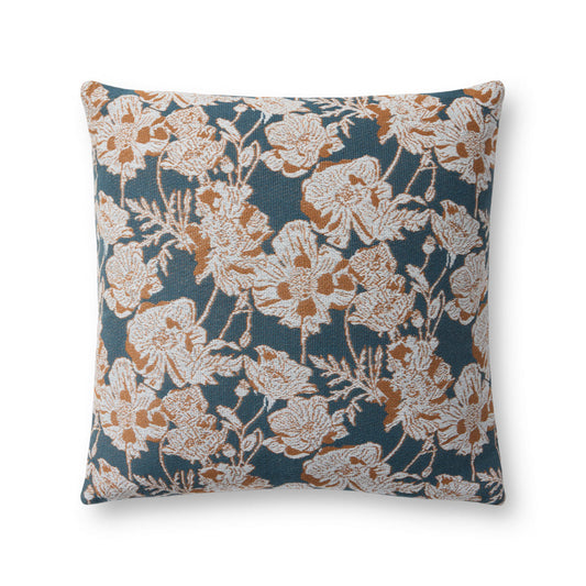 18" x 18" Blue/Orange Down Pillow