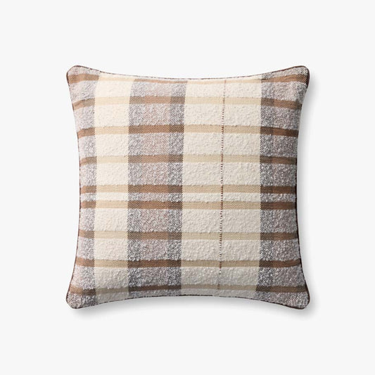 20" x 20" Brown/Multi Down Pillow