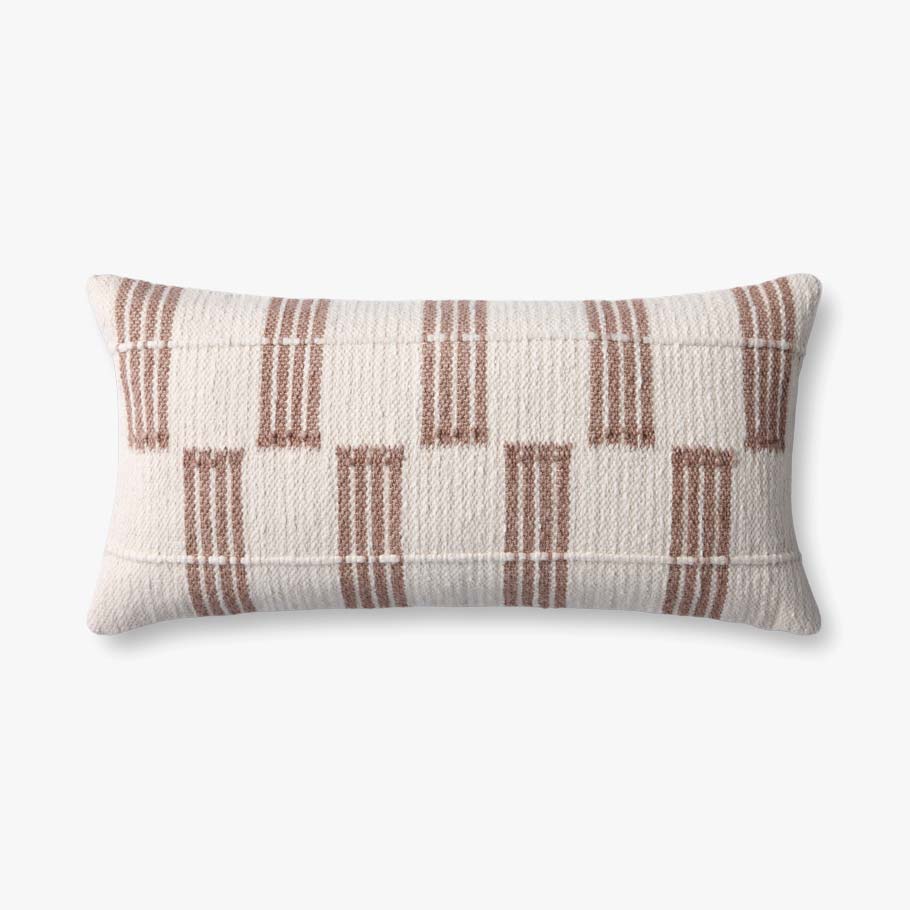 12" x 27" Brown/Ivory Down Pillow