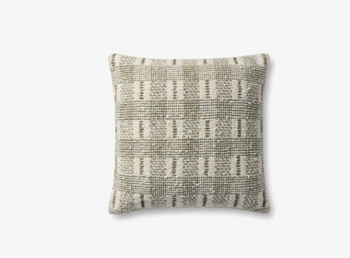 18" x 18" Hand Woven IV/GRN Down Pillow