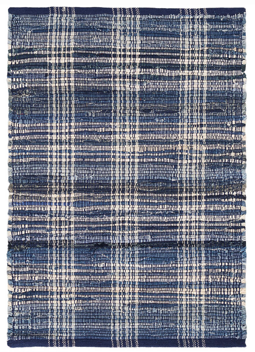 Denim Plaid Handwoven Cotton Rug