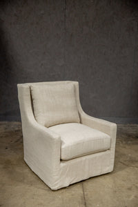 Miles Slipcovered Swivel Chair